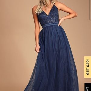 Gala Essential Navy Sequin Lace Sleeveless Dress